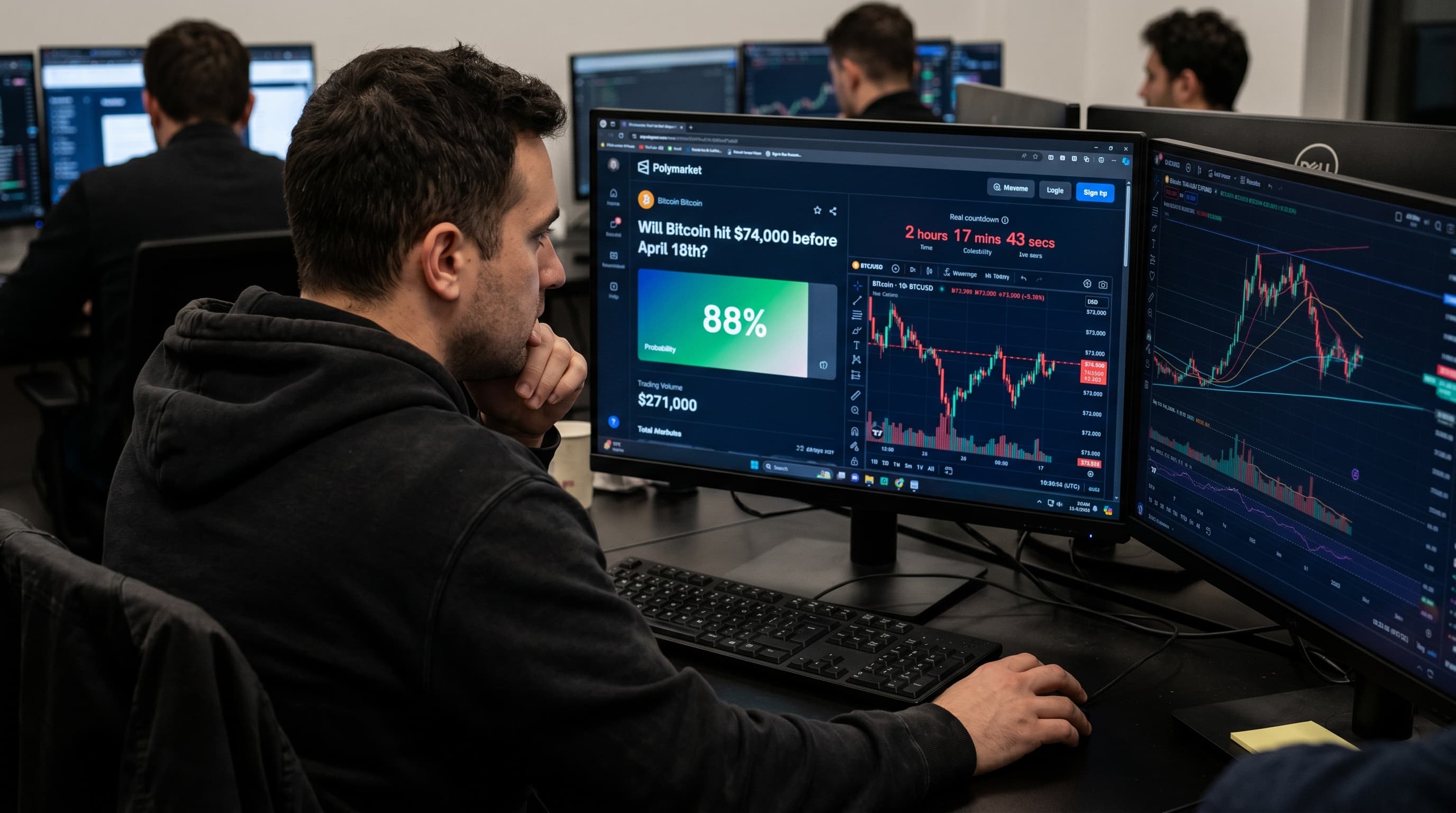 Bitcoin Above $74K Probability Surges to 88%