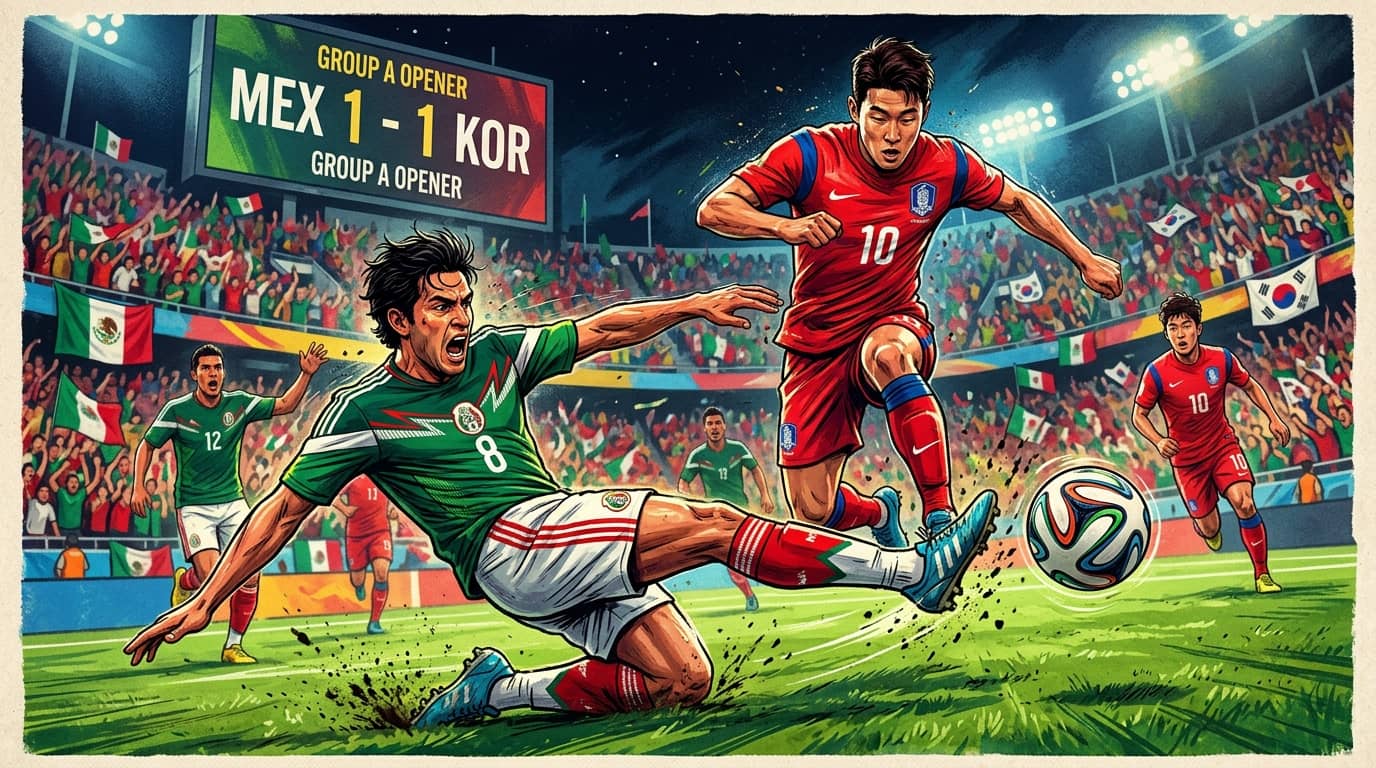 Mexico and Korea Republic Draw 1-1 in World Cup Group A Opener