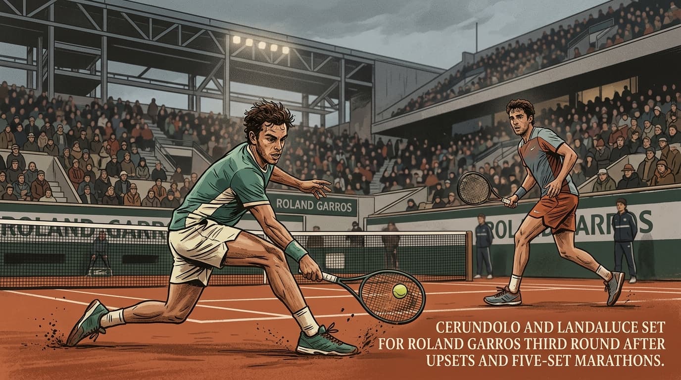 Cerundolo and Landaluce Set for Roland Garros Third Round After Upsets and Five-Set Marathons