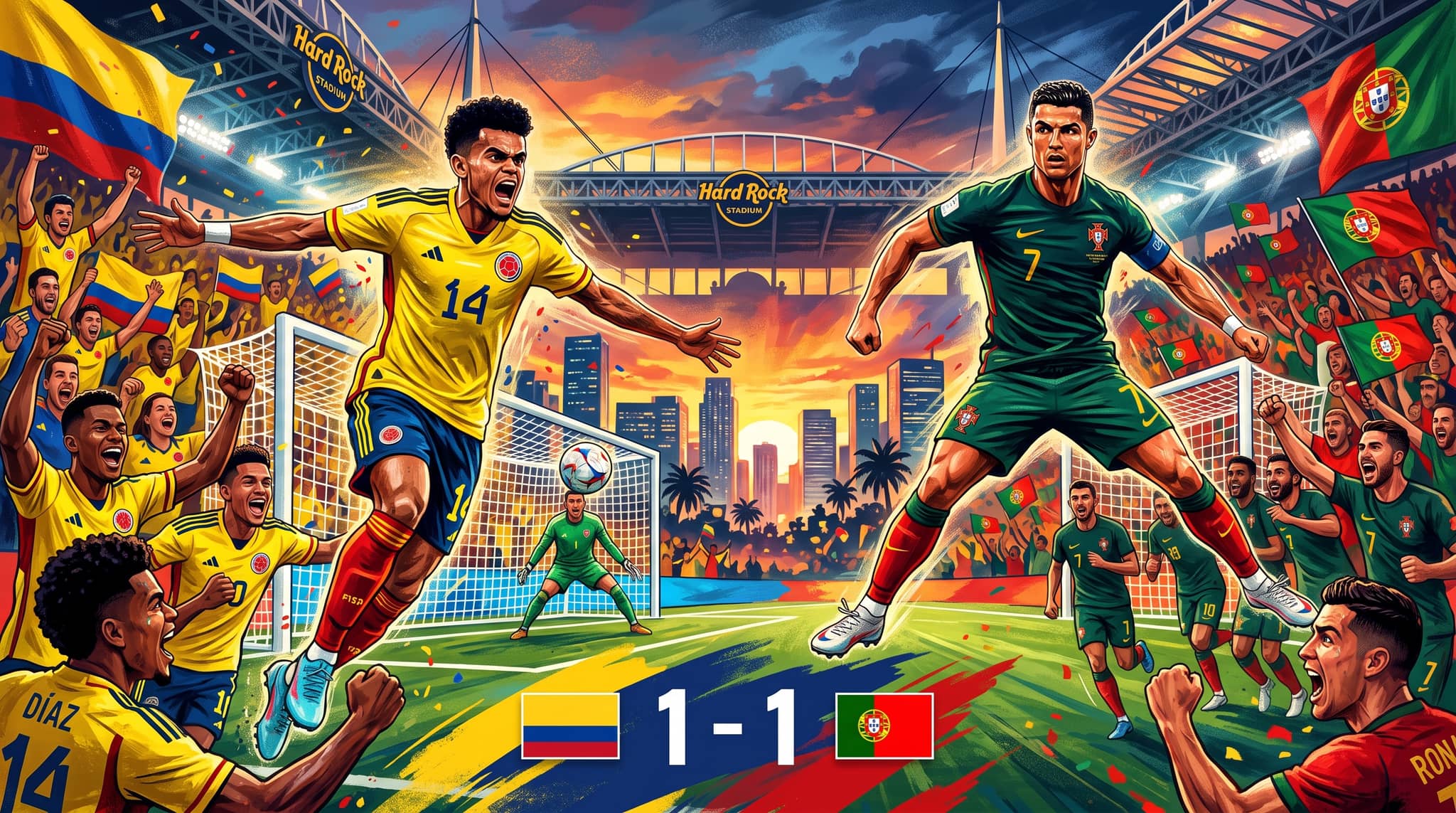Colombia and Portugal Draw 1-1 as Ronaldo and Díaz Score in Miami