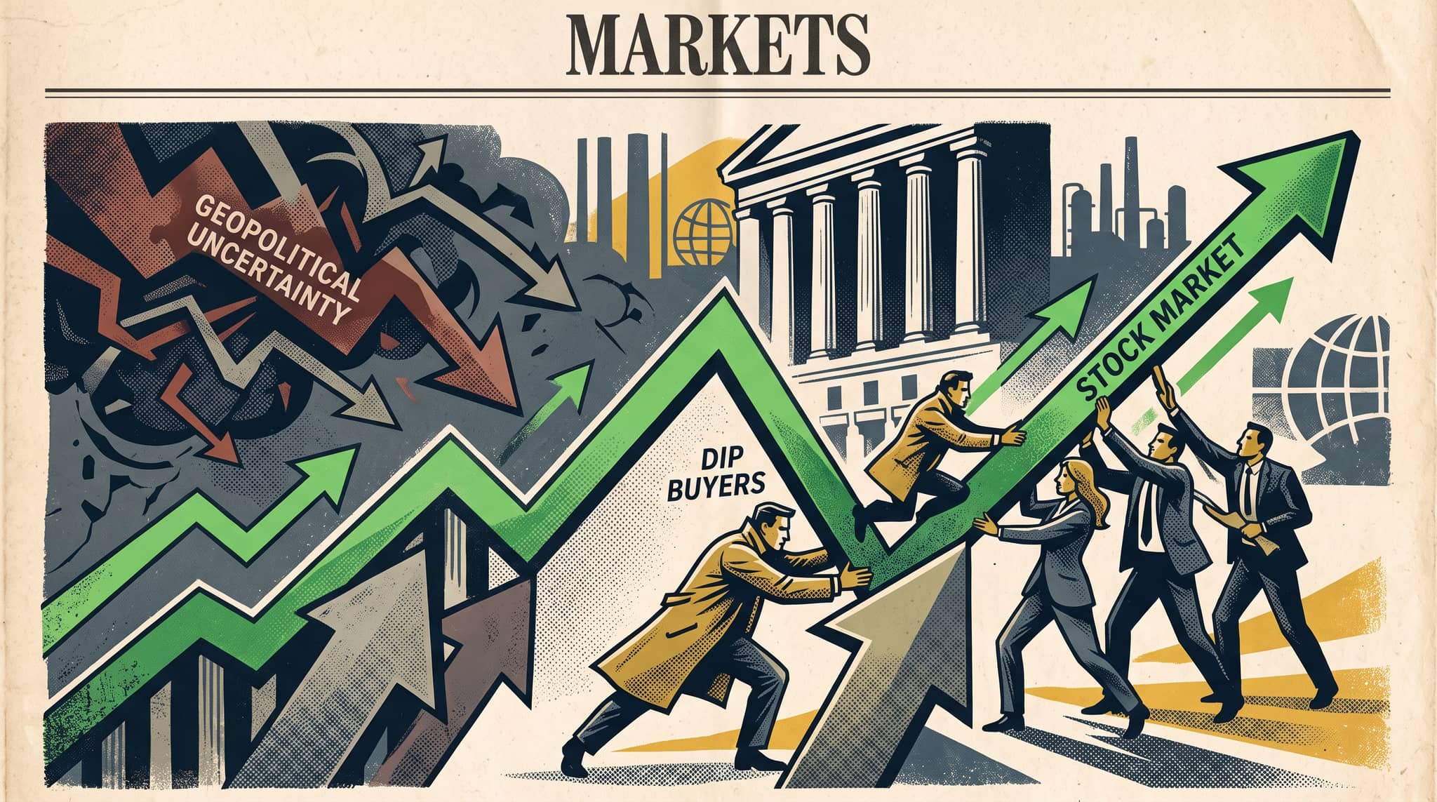 US Stocks End Higher as Dip Buyers Counter Geopolitical Uncertainty